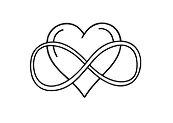 Simple Line Art Heart Infinity Symbol Shape Icon Sign