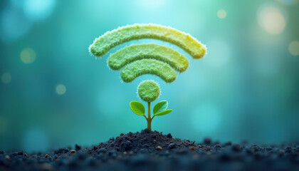 young plant in a pot wifi