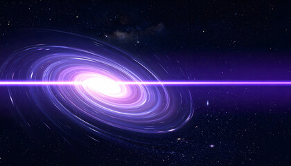 Interstellar Galaxy Wallpaper with Symmetrical Spiral Galaxies, Vibrant Nebula, and a Connecting Purple Laser Beam