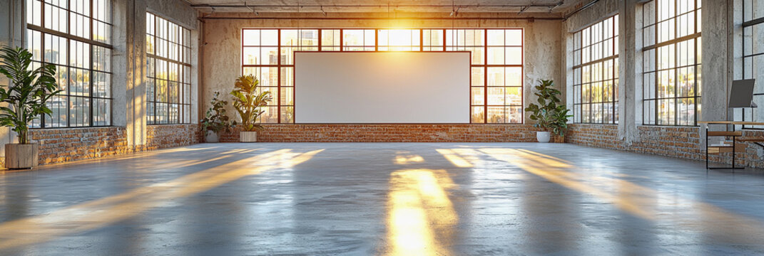 Open space office with sunlight and plants for a bright atmosphere Generative AI
