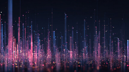 Abstract data visualization: Glowing lines and particles create a dynamic, modern feel. Perfect for tech backgrounds, data science, or futuristic designs.