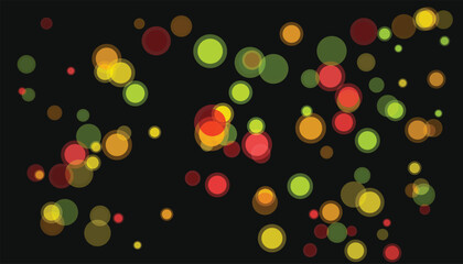 Colorful circles on a black background create a bokeh effect art