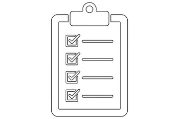 Continuous one line drawing of checklist clipboard icon minimal outline illustration
