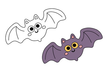 Cute bat halloween coloring pages for kids printable fun halloween activity