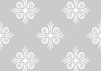 Seamless arabesque pattern on gray background for textile, fabric or wallpaper