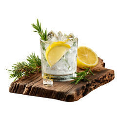 Refreshing Gin Tonic Cocktail with Ice, Lemon, and Rosemary for Perfect Mixology Experience