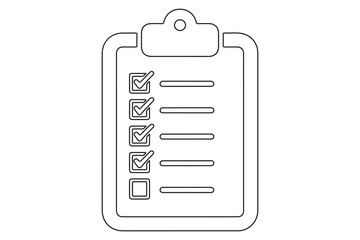 Continuous one line drawing of checklist clipboard icon minimal outline illustration

