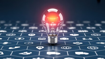 Illuminating Innovation: A radiant light bulb glows, symbolizing brilliant ideas, innovation and creative thinking. This conceptual image inspires ingenuity and forward-thinking