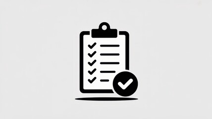 Efficiency and Order: A simple icon of a checklist with a checkmark, symbolizing task completion, planning, and organization