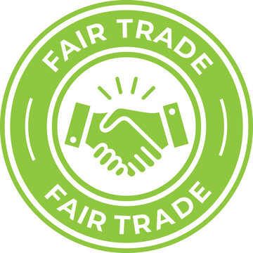 Fair trade logo green circle with handshake vector illustration for ethical business and sustainable practices