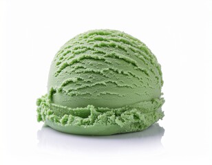 Single Scoop of soft green Ice Cream Minimalist Dessert Concept