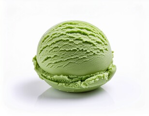 green Ice Cream Scoop Isolated on White Background