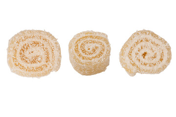 Coconut candy roll isolated on a white background.
