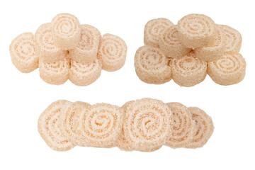 Coconut candy roll isolated on a white background.