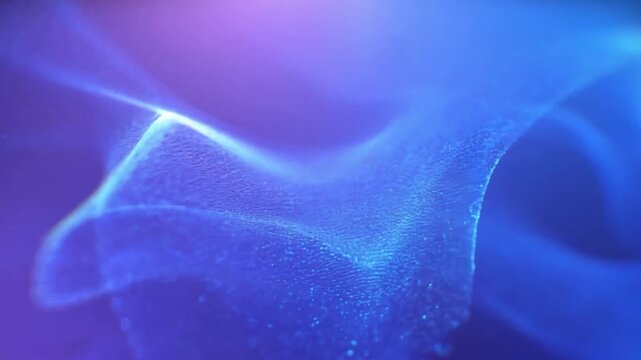 A seamless 4K ultra-realistic loop showcasing a futuristic data network plexus, where countless glowing particles and interlinked lines glide elegantly through deep 3D space,