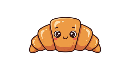 Obraz premium Delightful cartoon croissant character with big eyes and adorable smile radiating happiness