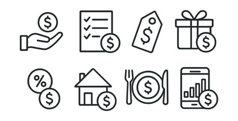 Set of icons for money and finance