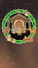 Nacimiento pesebre en fondo ocre para invitar o celebrar presentación corta video 