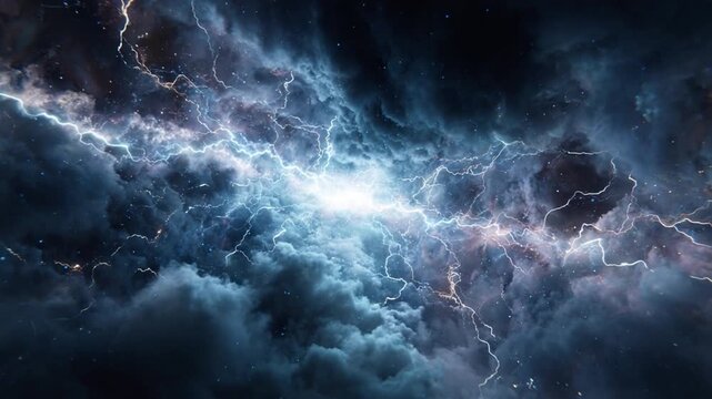 Cosmic Storm: Capturing the raw power and ethereal beauty of a celestial storm, with vibrant bolts of energy. A mesmerizing glimpse into the untamed grandeur of the cosmos.