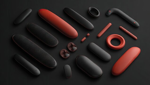 Abstract Geometric Shapes in Red and Black.