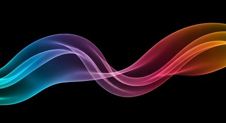 Naklejka premium Abstract Color Smoke Wave on Dark Background