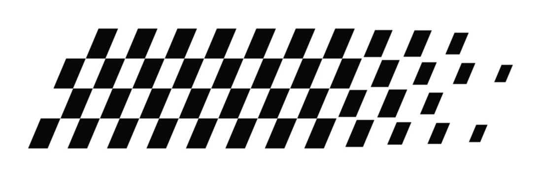 Race stripe. Dynamic checkered pattern for speed symbol. Transparent vector and PNG