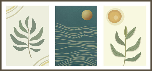 A Calming Trio of Minimalist Botanical and Abstract Landscapes.