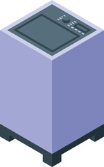 Isometric view of a modern washing machine featuring digital controls, ideal for laundry and household chores