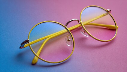 Stylish Round Sunglasses on a Pastel Background.