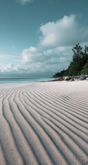 Tranquil Beach Scene with Rippled Sand.