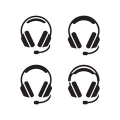 Gaming Headset Esports Headphone Icon Set