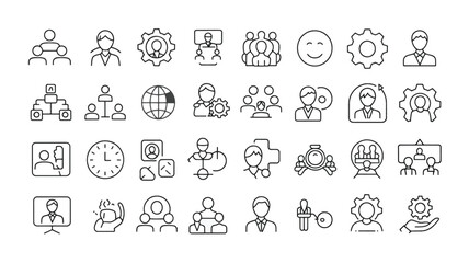 Obraz premium Vector icons set of people and women illustrations