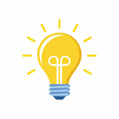 Bright Yellow Light Bulb Symbolizing Ideas Innovation and Solutions Represented in a Simple Flat Design