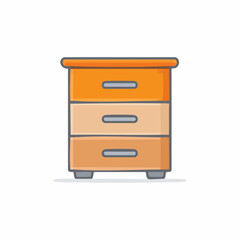 Stylized chest of drawers with three storage compartments for bedroom furniture