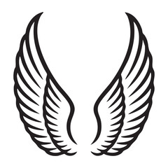 Vector of bird angel wings on a white background. Thick line
