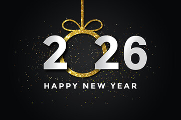Happy New Year 2026 – Elegant Gold Glitter Design