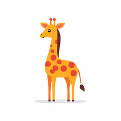Obraz premium Smiling cartoon giraffe illustration with yellow body and orange spots