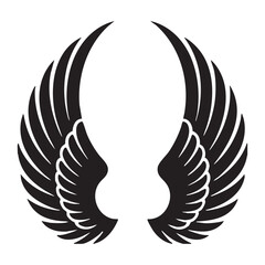 Vector of bird angel wings on a white background. Thick line
