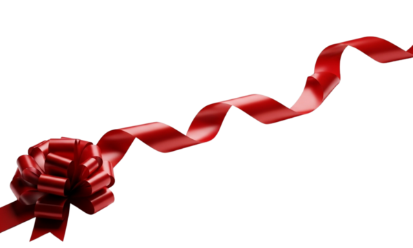 Red Gift Ribbon and Bow on Neutral Background for Festive Occasions