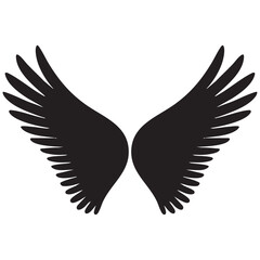 Vector of bird angel wings on a white background. Thick line

