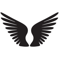 Vector of bird angel wings on a white background. Thick line
