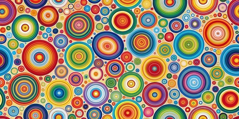 Fototapeta premium Vibrant Circular Design Featuring Interlocking Concentric Rings in a Multitude of Colors on a Light Background