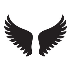 Vector of bird angel wings on a white background. Thick line
