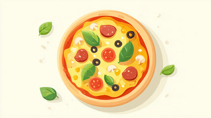 vector illustration of a whole pizza 