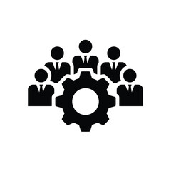 Teamwork and collaboration symbol with gear