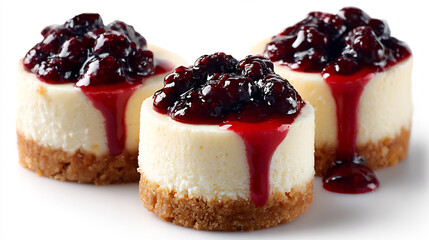 Decadent mini cheesecakes topped with rich berry compote on a crisp crust