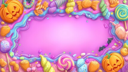 Halloween Candy Border Frame Design for Invitations and Decorations