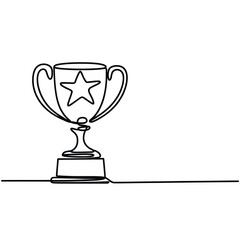 Simple line drawing of a trophy with a star