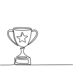 Simple line drawing of a trophy with a star