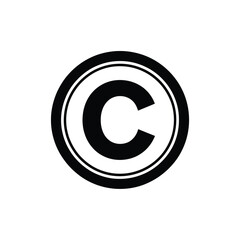 Copyright symbol in a circle black and white icon